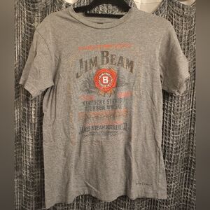 Jim Beam Kentucky Straight Bourbon Whiskey Gray Graphic T-Shirt Medium